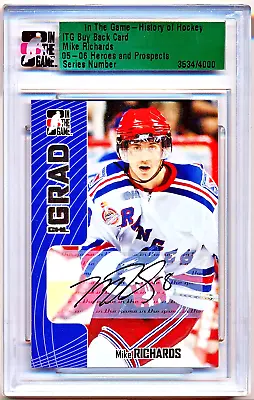 ITG History Of Hockey Mike Richards 05-06 Heroes & Prospects Buyback Auto Rc • $9.95