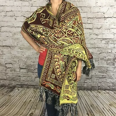 Mexican Rebozo Aztec Calendar Shawl Rug Blanket Pareo Wrap Sweater • $26.99