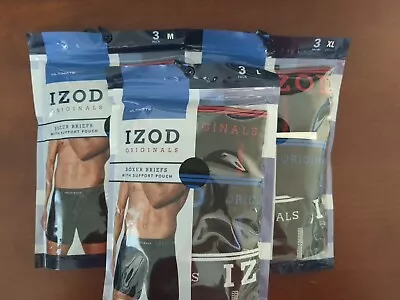 NIP MENS IZOD BOXER BRIEFS WITH SUPPORT POUCH  3 Pair- Pick Your Size M L Or XL • $9.99