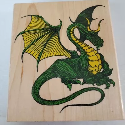 Inkadinkado Sittingflying Winged Dragon Wooden Rubber Stamp Used Cool Fantasy • $8.98