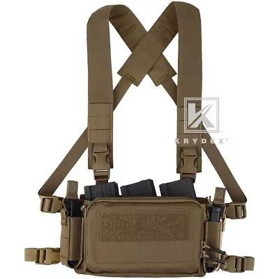 KRYDEX Tactical D3CR Micro Chest Rig 5.56 Pistol Mag Pouch Placard Coyote • $54.95