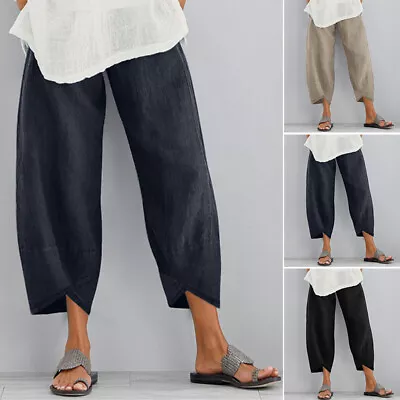 ZANZEA 8-24 Women Autumn Casual Loose Pants Capris Cropped Pull-On Trousers HOT • $16.95