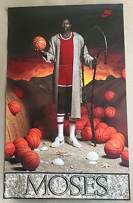 Nike:  Vintage Early 80s Moses Malone Parting Red Sea Poster - 22”x 36” • $125