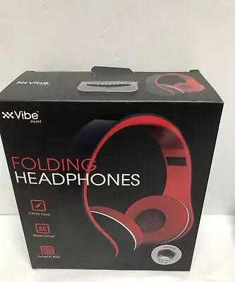 Vibe Sound Folding Headphones Red  FREE SHIPPING • $12.98