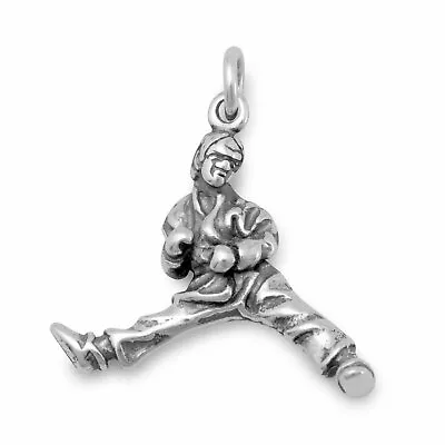 3D Martial Arts Charm Fighter Karate Pendant Men Womens Memorial Gift 925 Silver • $43.70