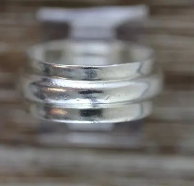 Vintage Sterling Silver Wide Band 925 Ring Sz 7.75 Stack Retro Pretty • $20.40