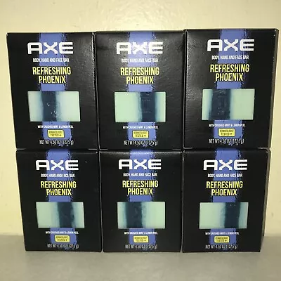 $25.99 • Buy LOT Of 6 Axe Bar Soap REFRESHING PHOENIX With Crushed Mint Lemon Peel 4.5 Oz