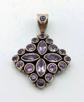 $44 • Buy Sterling Silver Multi Stone Purple Amethyst Pendant Maltese Cross Flower Design