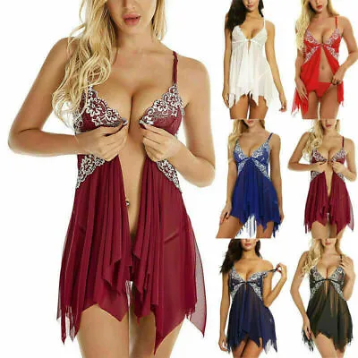 £2.99 • Buy Plus Size Womens Sexy Babydoll Lingerie Nightwear Dress Thong Ladies Sleepwear