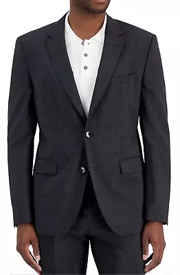 HUGO BOSS Jeffery 212 Wool Modern Suit Jacket Blazer Mens Gray Window Plaid 44R • $149