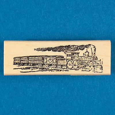 Train Rubber Stamp By 100 Proof Press - Steam Engine With Boxcars On Track  • $7.99
