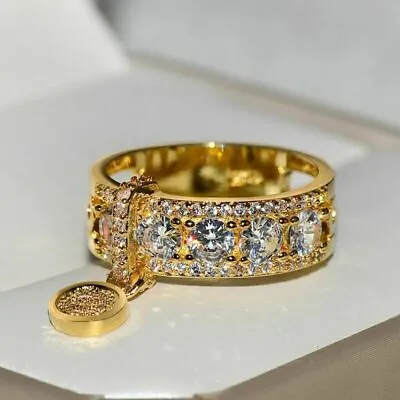 £3.43 • Buy 18k Gold Plated Ring Cubic Zirconia Elegant Jewelry Women Wedding Gift Size 6-10