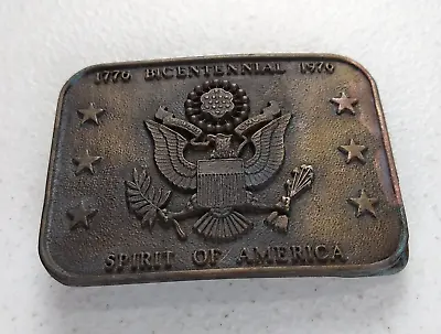 Vintage Bicentennial Spirit Of America Brass Belt Buckle USA Patriotic 1976 • $7.19