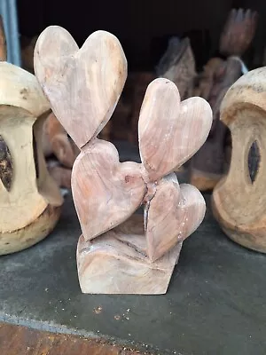 Chainsaw Carving Hearts Great Gift Idea Elm Wood Home Garden  Sculpture  Craft  • £160