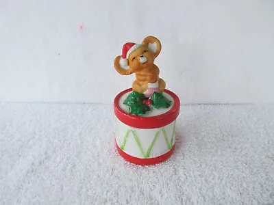 Vintage ~[ Christmas Mouse On Drum ] Ceramic Candle Holder With Wax Candle !! • £8.57