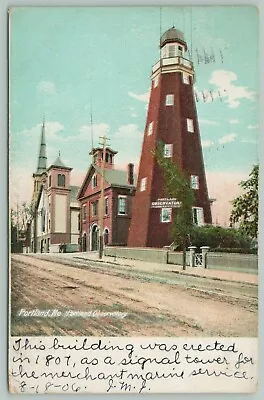 Portland ME~City Observatory~Merchant Marine Service Signal Tower 1906 Blt 1807 • $6