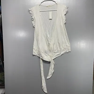 Francesca's Miami Sleeveless Open Cardigan Top White Ivory Sz M Medium NWT • $12.32