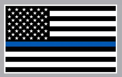REFLECTIVE Black And WHITE FLAG THIN BLUE LINE DECAL Law  Multiple Size • $4.50