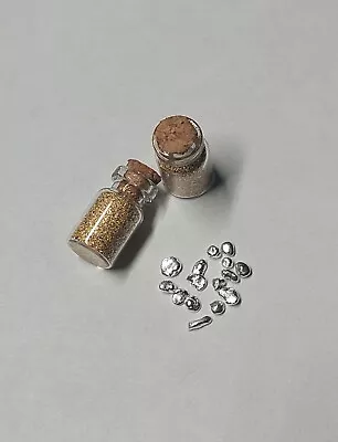 1 Gram .999 Fine Silver  Nuggets  + 2 Jars 24K Gold Flakes Collection Lot 🆕️ • $24.95