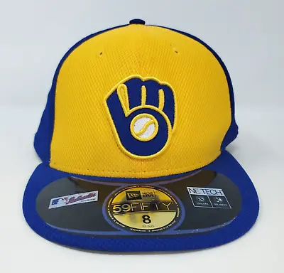 Milwaukee Brewers New Era MLB Diamond Era 59Fifty Fitted Cap Size 8 NE Tech • $17.05