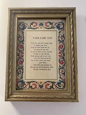 Vintage Framed Poem Your Baby Boy 7.25 X5.5  • $12