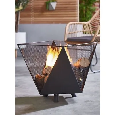 XXL Large Garden Fire Pit/Log Burner Storage Basket/With Poker/Modern • £34.99