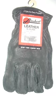 Lambert B721 Black Jack Goatskin Leather Gloves Men's Size Medium USA • $6.99