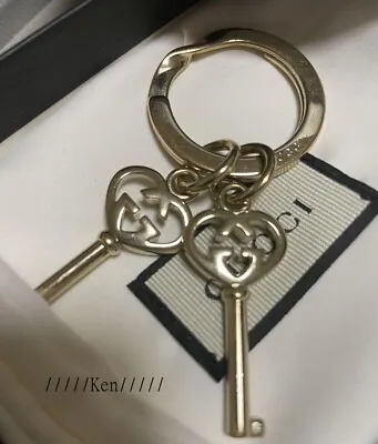 GUCCI Key Holder Key Ring Chain Bag Charm AUTH Vintage GP GG F/S Gold Heart • $174