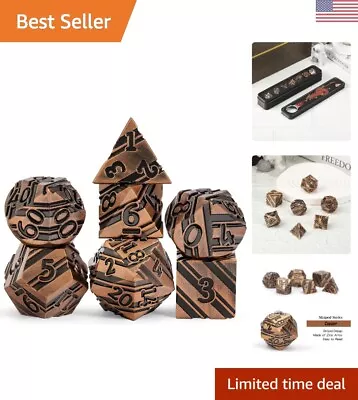 Striped Copper Dice Set - 7 Piece Metallic Dice Set For D&D And Tabletop Games • $27.99