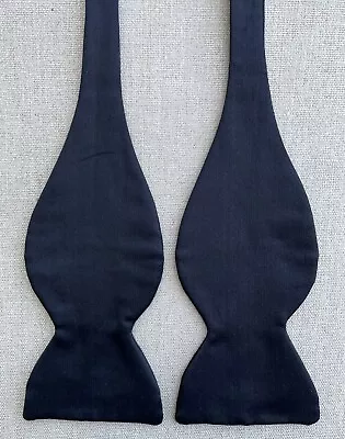 Vintage Black Satin Formal  Bow Tie Self-Tie  Adjustable 3.5  Wide • $26