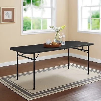 6 Foot Bi-Fold Plastic Folding Table Black • $48.17