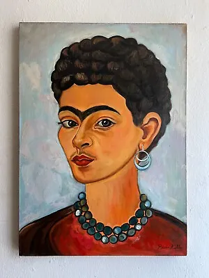 FRIDA KAHLO 20  X 28  OIL ON CANVAS PAINTING (HANDMADE) SIGNED AND STAMPED • $799