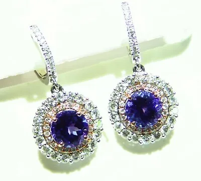 5.09CT 14K Gold Natural Tanzanite Diamond AAA Dangle Engagement Earrings Vintage • $3999