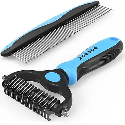 Pet Grooming Brush And Metal Comb Combo Cat Brush Dog Brush For Shedding Under • $9.22