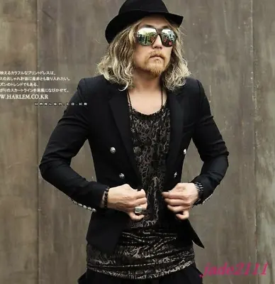 Punk Rock Mens Double-breasted Korean Blazer Suit Outwear Coat Party New Jacket  • $48.33