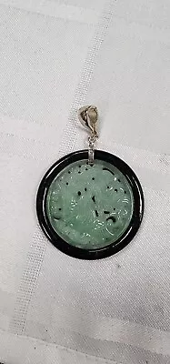 $20 • Buy Round Jade WW 925 Carved Pendant