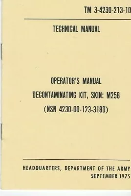 Historical Book For Decontaminating Kit Skin M258 Operator • $4