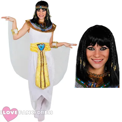 Ladies Cleopatra Costume Plus Wig Queen Of The Nile Adult Egyptian Fancy Dress  • £20.99