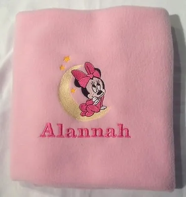 Personalised Embroidered Baby Soft Fleece Blanket With Minnie Mouse • £10.99