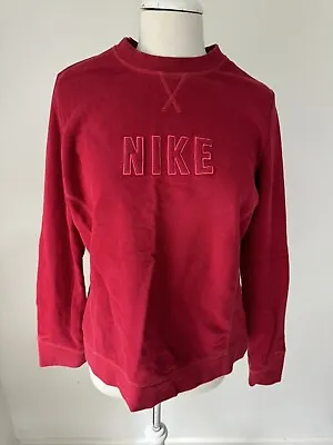 NIKE Spell Out Vintage Y2K Crewneck Sweater Jumper Pullover Red Size M Fiji • $55