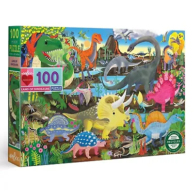 EeBoo 100 Pc Puzzle – Land Of Dinosaurs Kids Toy Family Puzzle Age 5+ 05797 • $38.99