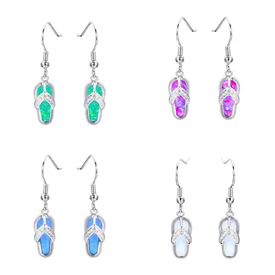 Woman Charm Fire Earring Blue Pendant Fashion Flop Opal A Pair Flip Silver • £3.96