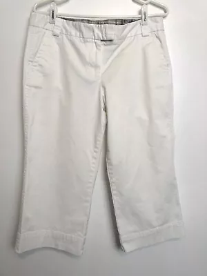 J.CREW Women's 10 Capri Pant White Favorite Fit Cotton Stretch Mid-Rise Pockets • $14.99