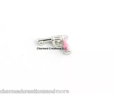 10pc Lot Pink Revolver Pistol Gun Floating Charm For Glass Memory Lockets • $8.99