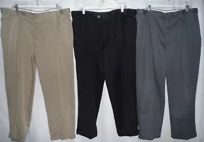 40x29 Black Taupe Gray Comfort Expandable Stretched Waist Men Dress Casual Pants • $15.90