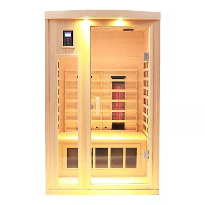 2 Person Indoor Far Infrared Sauna Hemlock Wood Ceramic Heat Detox Therapy 1760W • $2000