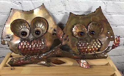 Metal Owl Art Wall Hanging Cute Rustic Decor Copper Whimsical Outdoor Garden • $23.04