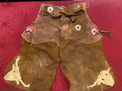 Vintage 1950s Cowboy Leather Fabric Chaps Western Play Kids Childrens Imagine US • $16.45