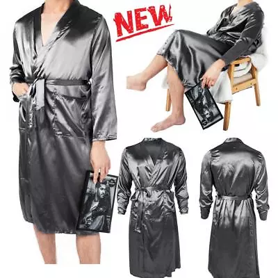 Mens Customized Long Robe Robes Bathrobe Nightgown Pajamas Sleepwear Nightwear • $18.54