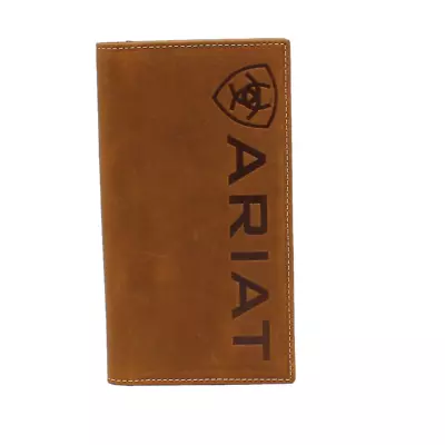 Ariat Men's Rodeo Medium Brown Vertical Logo Wallet A3545244 • $49